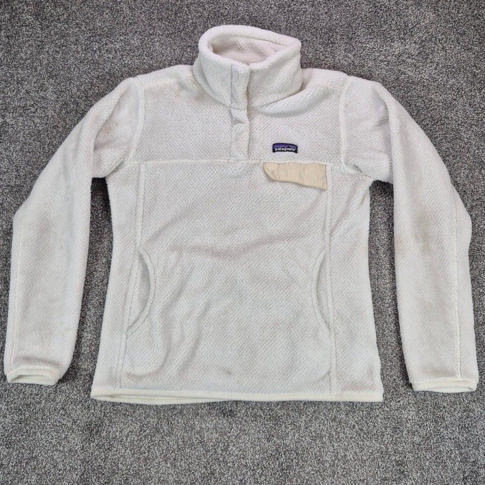 Patagonia Re-Tool Snap-T Fleece Pullover Womens Medium White Hiking Outdoors
